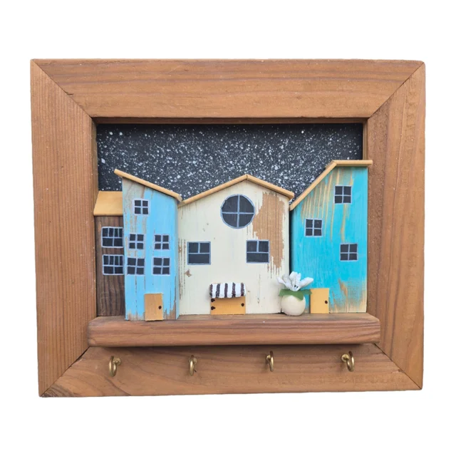 ترکیب رنگ آبی کمرنگ و شیری و رنگ طبیعی چوب