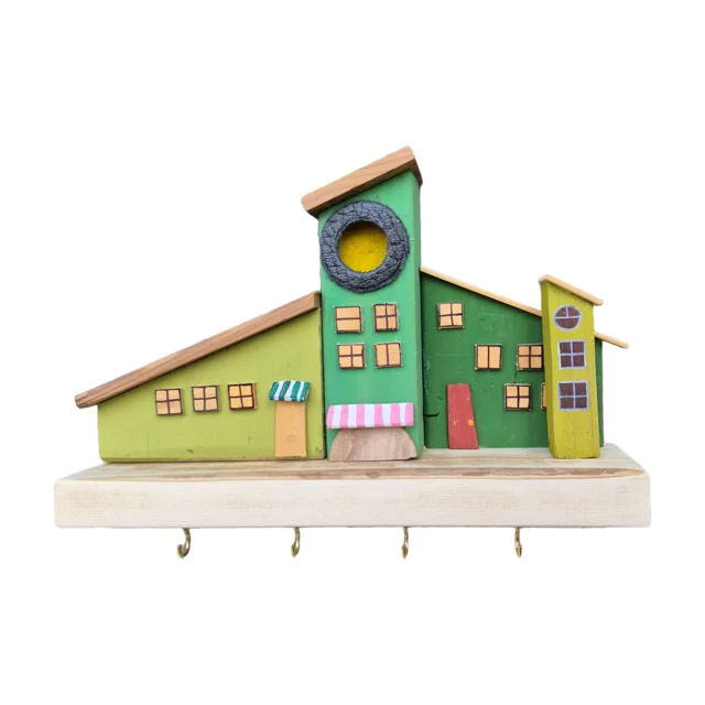 جاکلیدی دیواری چوبی سبز دهکده فانتزی 4