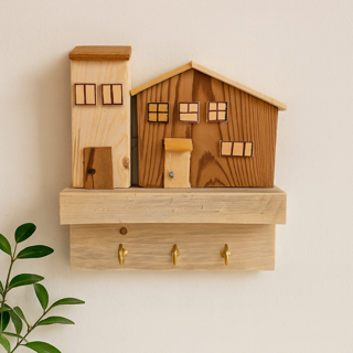 جاکلیدی دیواری چوبی مدرن مدل نورسایه 7