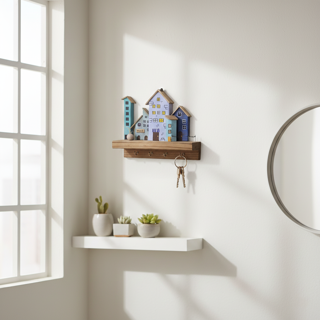 جاکلیدی دیواری چوبی آبی مدل دهکده آب