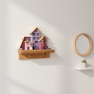 جاکلیدی دیواری چوبی دست‌ساز بنفش یاسی مدل ارغوان