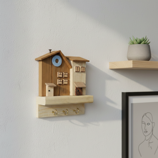 جاکلیدی دیواری چوبی مدرن مدل نورسایه 3