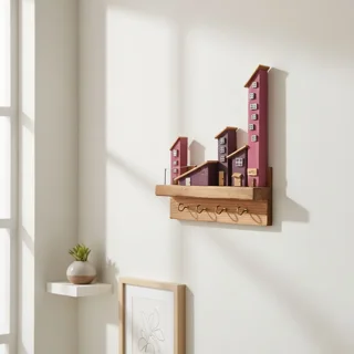 جاکلیدی دیواری چوبی بنفش مدل یاس‌بنفش