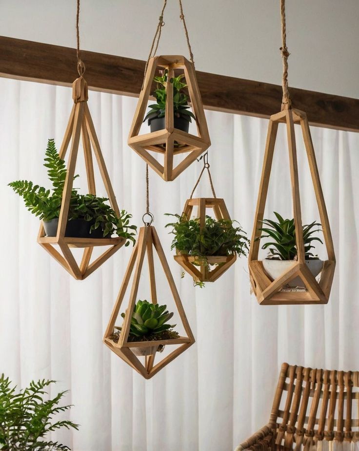 Geometric wooden decorations
